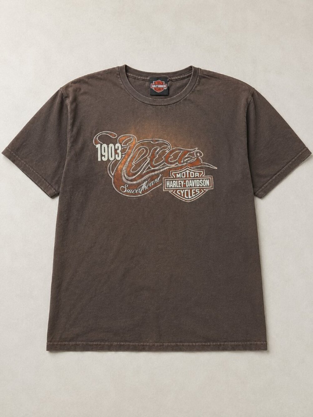 Harley-Davidson Texas Sweetheart San Antonio Brown Graphic T-Shirt 2-Sided Y2K
